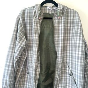 Woman’s Plaid Hooded Jacket - Green Medium